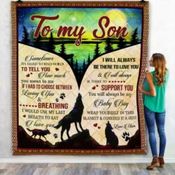 To My Son, You Will Always Be My Baby Boy, Love Mom, Wolf Quilt Blanket Geembi™