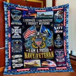 U.S. Navy I Am A Proud Navy Veteran Quilt Blanket Geembi™
