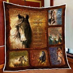 Horse. God Says You Are Unique Quilt Blanket Geembi™