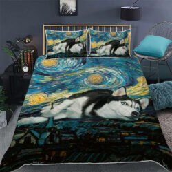 Siberian Husky Starry Night Quilt Bedding Set Geembi™