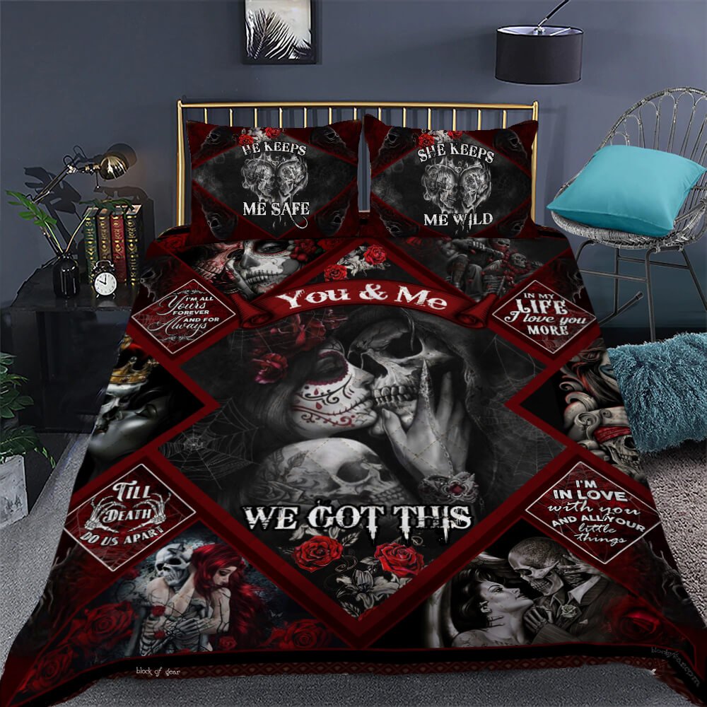 Details about   Skull Couples You And Me We Got This In My Life I Love U More Blanket 
