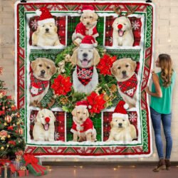Golden Retriever Dog Merry Christmas Sofa Throw Blanket Geembi™