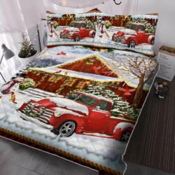 Christmas Quilt Bedding Set Warm Christmas Red Truck LNT549QS