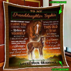 Personalized To My Granddaughter, This Old Horse Will Always Have Your Back Quilt Blanket Geembi™