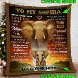 Personalized To My Daughter, This Old Elephant Will Always Have Your Back Quilt Blanket Geembi™
