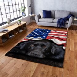 Black Labrador Retriever American Patriot Rug THH3430Rv19