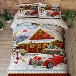 Christmas Quilt Bedding Set Warm Christmas Red Truck LNT549QS
