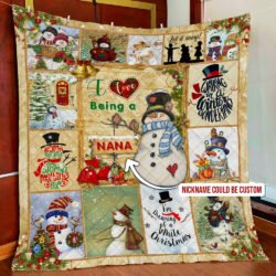 Personalized Snowman. I Love Being Quilt Blanket Geembi™