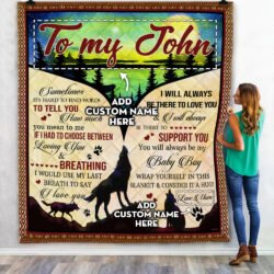 Personalized You Will Always Be My Baby Boy, Wolf Quilt Blanket Geembi™