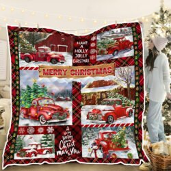 Red Truck Christmas Quilt Blanket, It's the most wonderful time QNN611Q