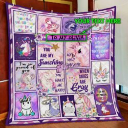 Personalized Sunshine Unicorn Quilt Blanket Geembi™