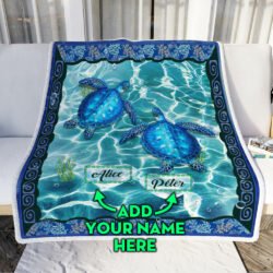 Personalized Turtle Custom Two Names Sofa Throw Blanket Geembi™