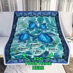 Personalized Turtle Custom Four Names Sofa Throw Blanket Geembi™