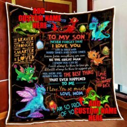 Personalized To Son. Grandson. Baby Dragon Quilt Blanket Geembi™