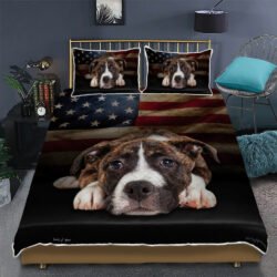Brindle And White Pitbull Quilt Bedding Set Geembi™