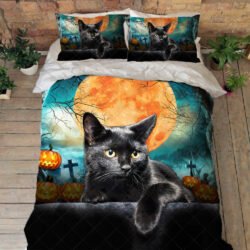 Black Cat Halloween Quilt Bedding Set QNN603QS
