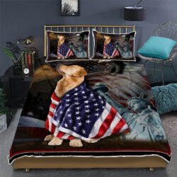 Golden Retriever American Patriot Quilt Bedding Set Geembi™