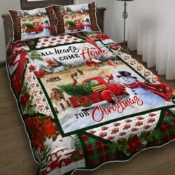 Red Truck. All Hearts Come Home For Christmas Quilt Bedding Set Geembi™