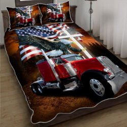 Jesus American Eagle Trucker - Flat Top Red Truck Quilt Bedding Set Geembi™