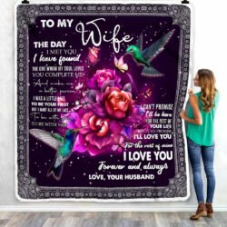 To My Wife The Day I Met You. Hummingbird Husband & Wife Sofa Throw Blanket Geembi™
