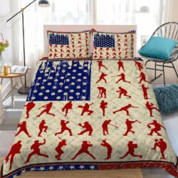 Baseball American Flag Quilt Bedding Set Geembi™
