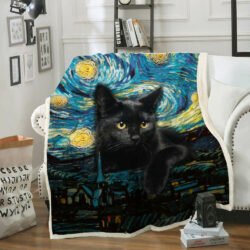 Black Cat Starry Night Sofa Throw Blanket Geembi™