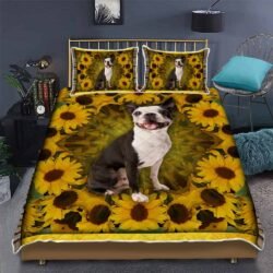 Boston Terrier Sunflower Quilt Bedding Set Geembi™