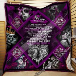 To My Only Love. Skull Couple Quilt Blanket Geembi™