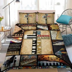 In Jesus Name I Play Piano Quilt Bedding Set Geembi™