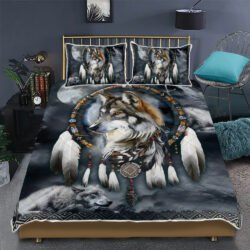 Native Wolf Geembi™ Gray Native American Wolf Quilt Bedding Set