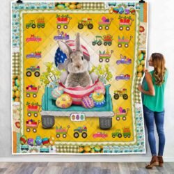 Cute Easter Bunny In The Truck Quilt Blanket Geembi™