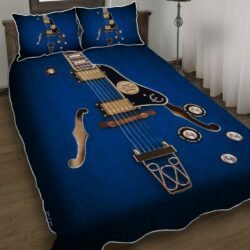 Blue Electric Guitar Quilt Bedding Set Geembi™