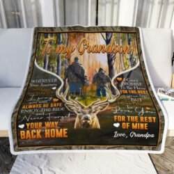 To My Grandson. Never Forget Your Way Back Home. Deer Sofa Throw Blanket Geembi™