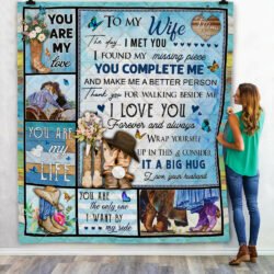 To My Wife, You Are My Life, Cowboy And Cow Girl Quilt Blanket Geembi™