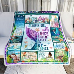 October Girl Mermaid Ocean Child Sofa Throw Blanket Geembi™