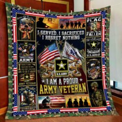 U.S. Army I Am A Proud Army Veteran Quilt Blanket Geembi™
