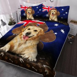 Golden Retriever Australian Flag Quilt Bedding Set QNN621QS