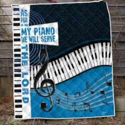 Piano Quilt Blanket As For Me And My Piano We Will Serve The Lord ANL241Qv1