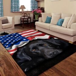 Black Labrador Retriever American Patriot Rug THH3430Rv19