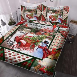 Christmas Red Truck. All Hearts Come Home For Christmas Quilt Bedding Set THH2741QSv1