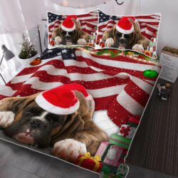 Boxer Dog Christmas Quilt Bedding Set LHA1916QS