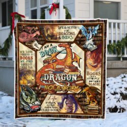 Reading. Book Lover. Always Be A Book Dragon Quilt Blanket THH3548Q