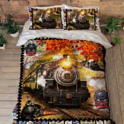 Steam Railroad Trains Quilt Bedding Set THH3505QS