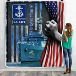 US Navy Sofa Throw Blanket USS Mount Vernon Ship ANL78Bv1