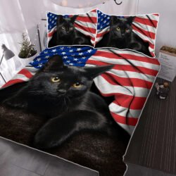 Black Cat American Patriot Quilt Bedding Set THH2903QSv28