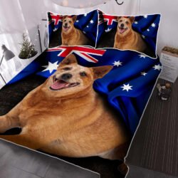 Australian Cattle Dog. Red Heeler Patriot Quilt Bedding Set THH3346QSv4