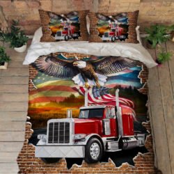 American Truck Driver. Patriotic American Eagle Quilt Bedding Set THN3581QSv2