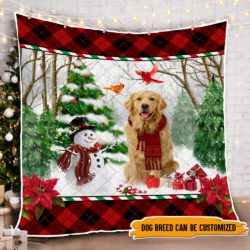 Personalized Winter Cardinal Dog Quilt TRN1527QCT
