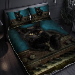 Piano Cat Bedding Black Cat Vintage Piano Quilt Bedding Set TRV1688QS
