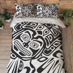 Native American Quilt Bedding Set Eagle Black And White BNT414QSv1